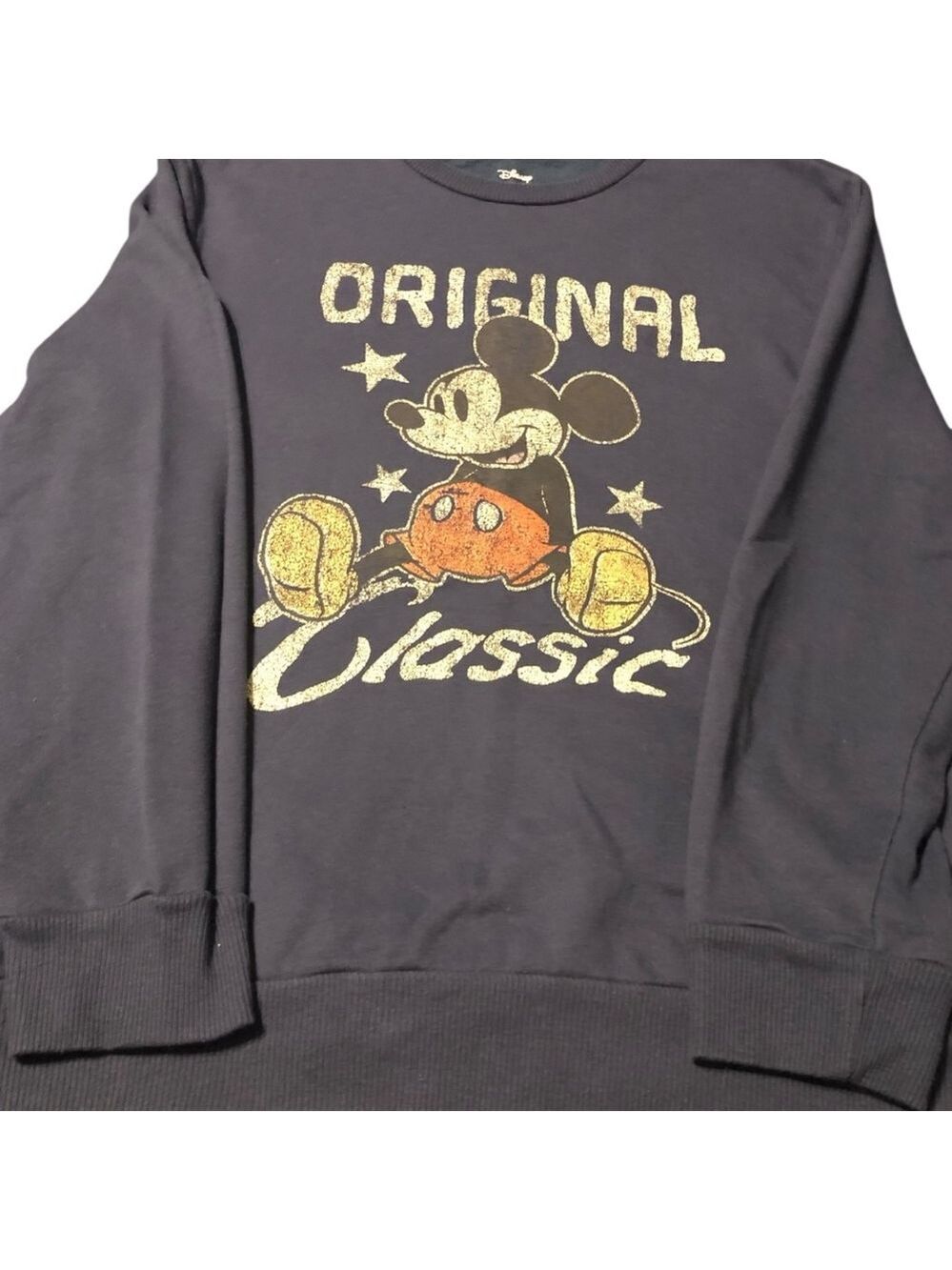 Disney Mickey Mouse Original Classic Sweatshirt Navy Gold M